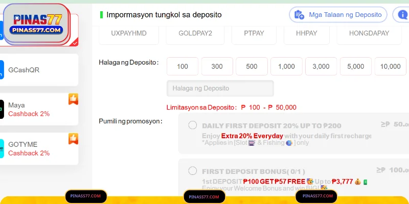 Pinas77 VIP bonus area with tropical luxury casino presentation