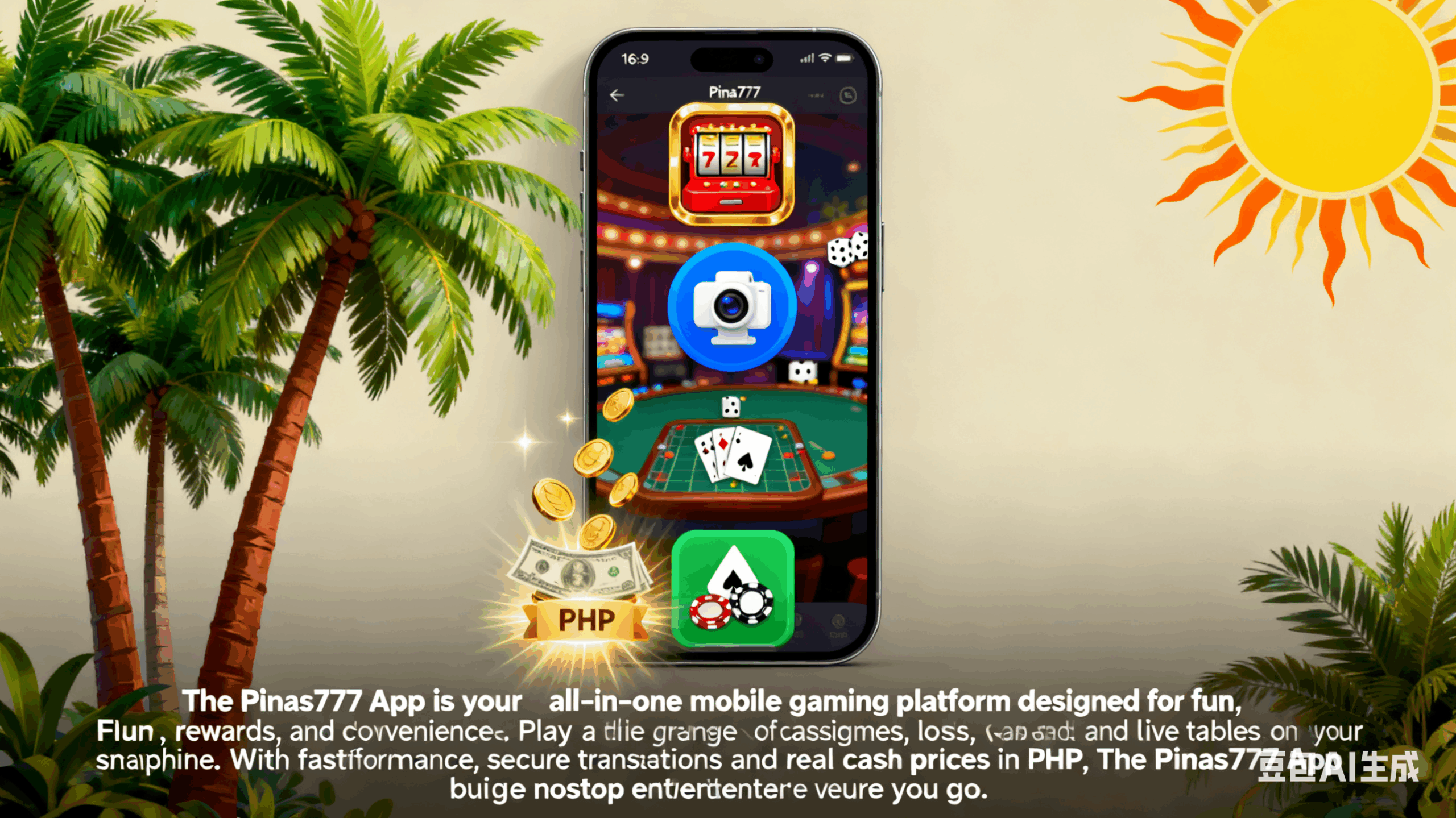 Pinas77 mobile browser view showing casino navigation on a smartphone screen
